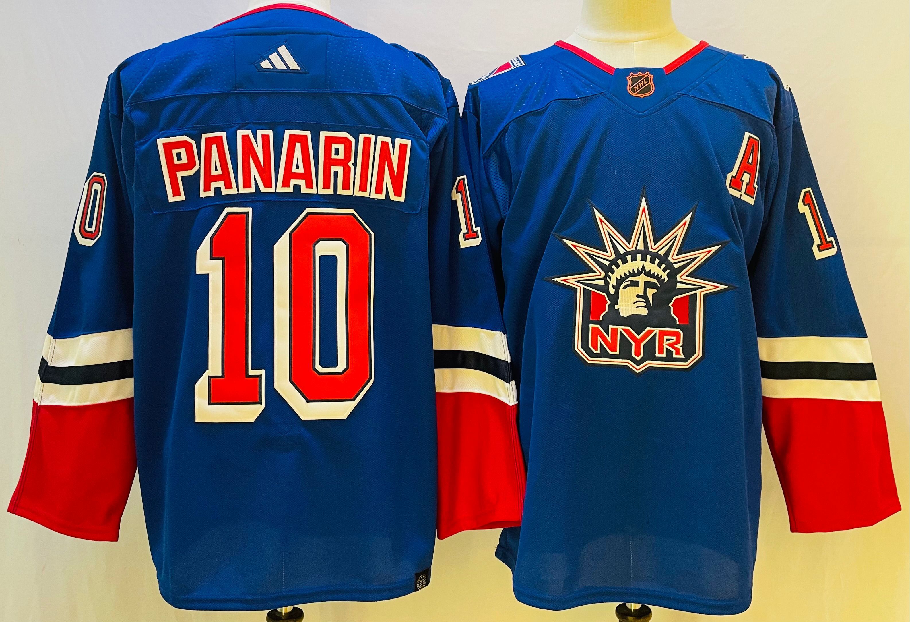 Men New York Rangers #10 Panarin Blue Throwback 2022 Adidas NHL Jerseys